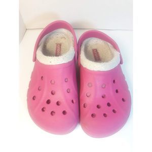 Crocs Pink Fuzzy Shoes Girls Size 13